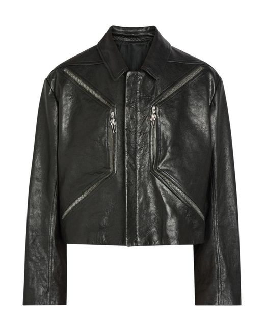 Rick Owens Black Grained Leather Jacket for men