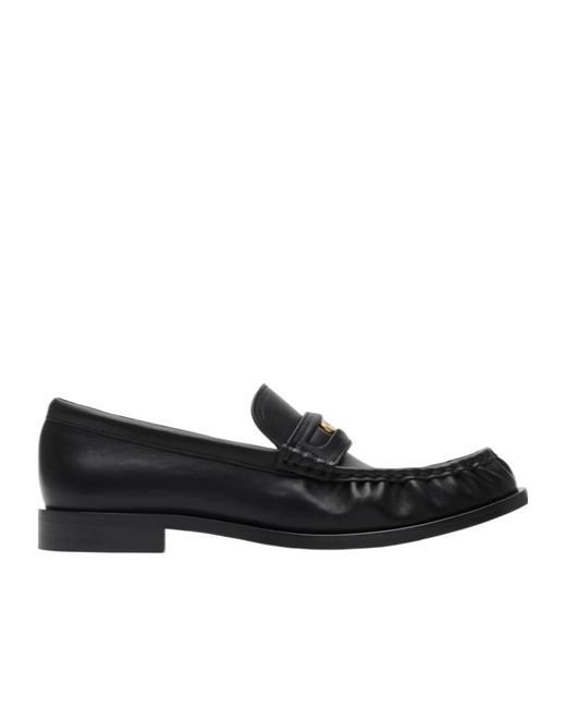Burberry Black Logo Plaque Slip-On Loafers