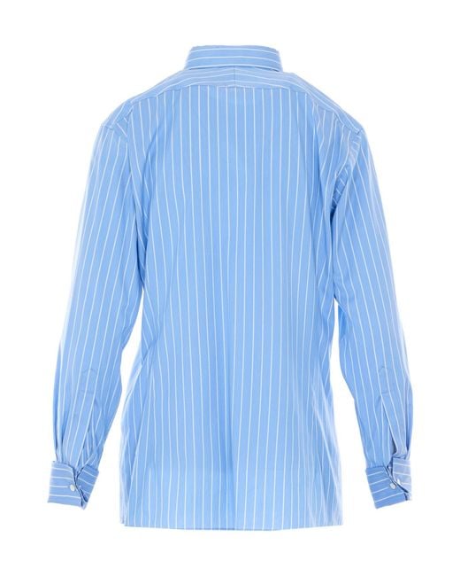 Auralee Blue Striped Shirt