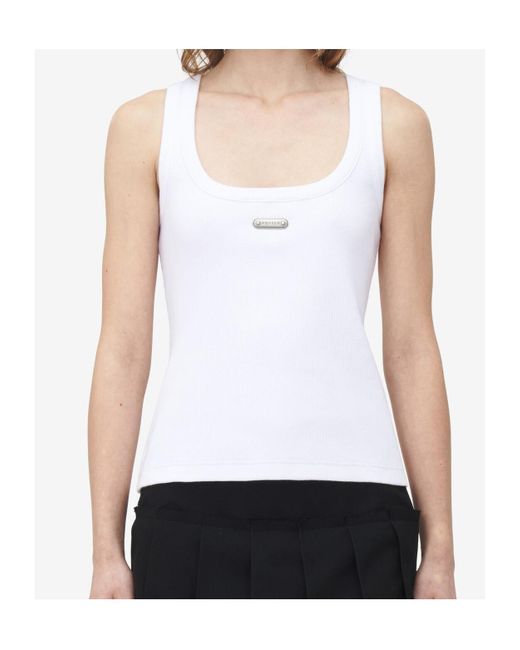 McQueen White Placket Ribbed Tank Top