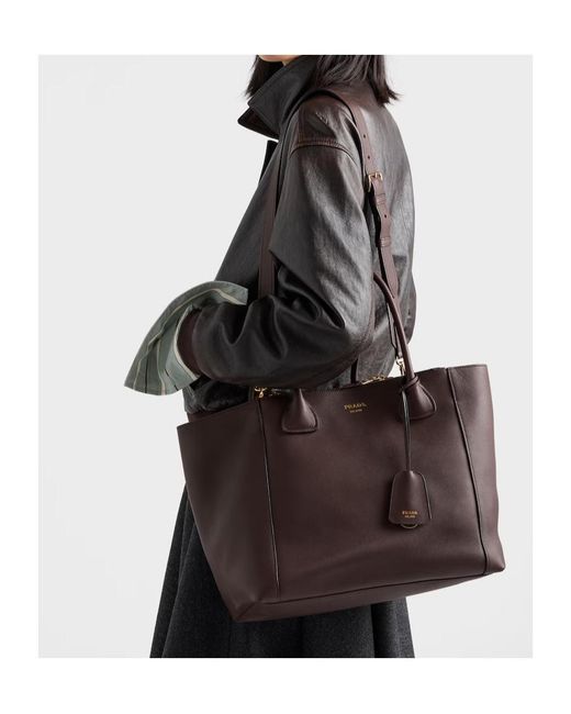 Prada Brown Large Leather Tote Bag