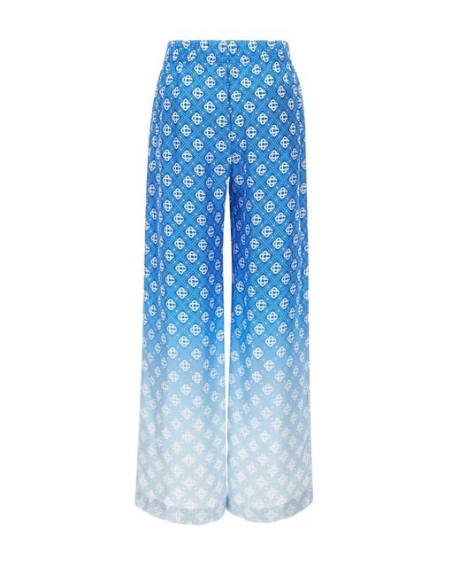 Casablanca Blue Gradient Monogram Wide-Leg Pants