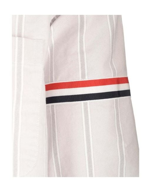Thom Browne White Rwb Striped Long-Sleeved Shirt for men