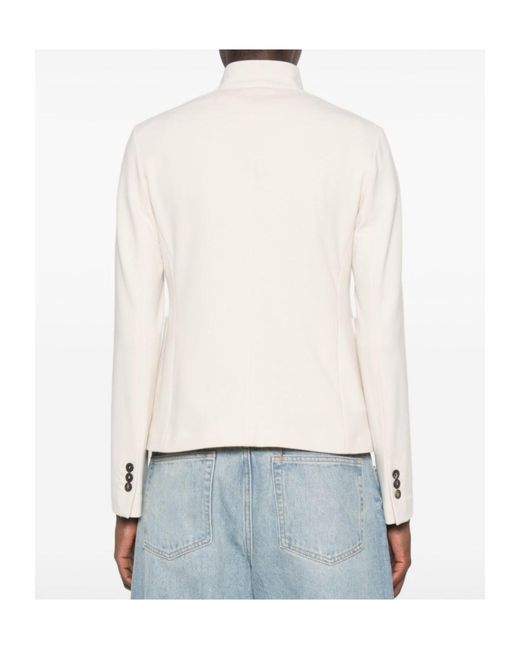 Circolo 1901 White Mandarin-Collar Patch-Pocket Jacket