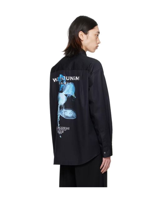 Wooyoungmi Black Point-Neck Long-Sleeved Shirt for men