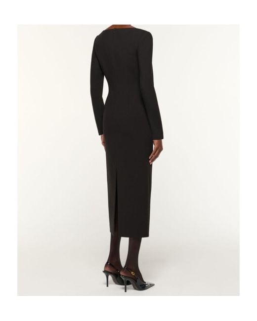 Roland Mouret Black Twist Drape Stretch Crepe Dress