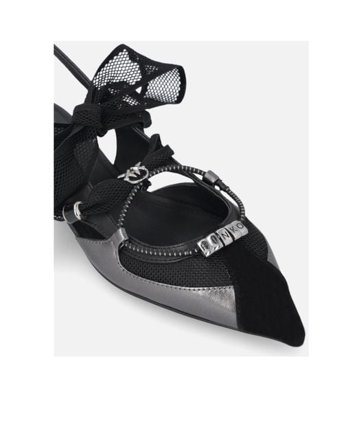 Pinko Black Bow Pointed Toe Slingback Pumps