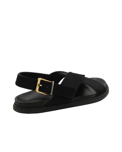 The Row Black Crossover Strapped Sandals