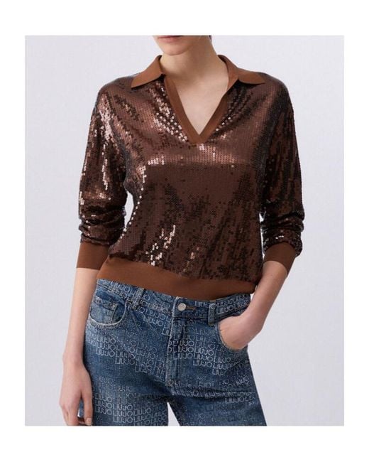 Liu Jo Blue Sequins Jumper