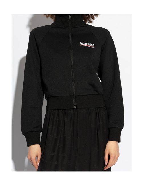 Balenciaga Black Logo Printed Zip-Up Jacket