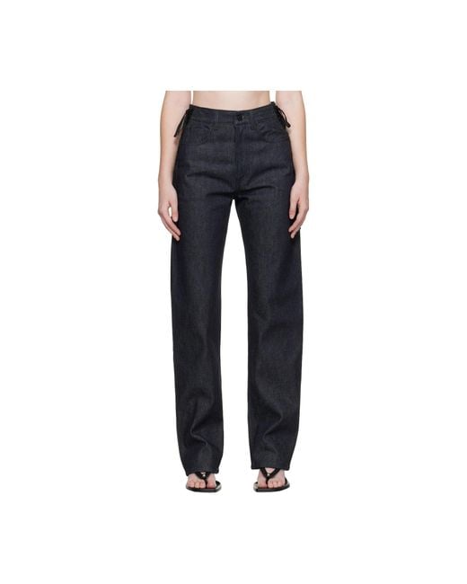 Mugler Blue Lace-Up Straight Jeans