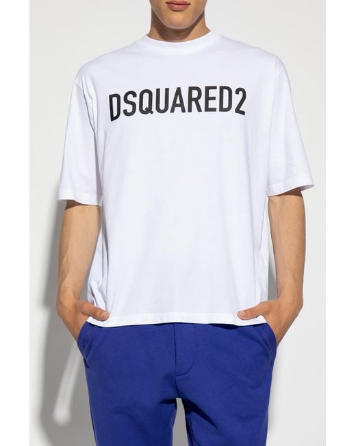 DSquared² White Logo-Printed Crewneck T-Shirt for men
