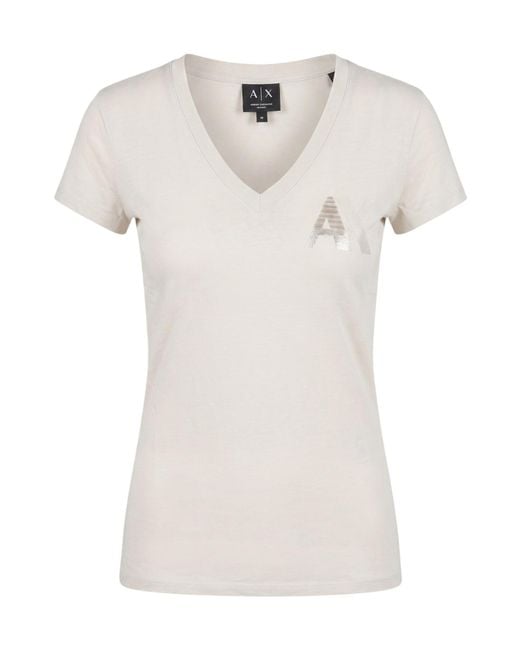 ARMANI EXCHANGE White Short-Sleeved T-Shirt