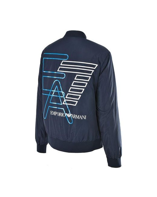 EA7 Blue Logo Zipper Casual Jacket