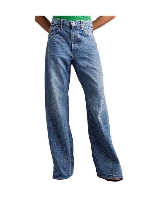 Mother Blue Highrise Wideleg Jeans