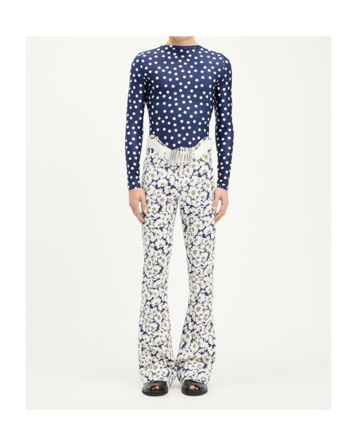 Jean Paul Gaultier Blue Polka Dot Long-Sleeve Top for men