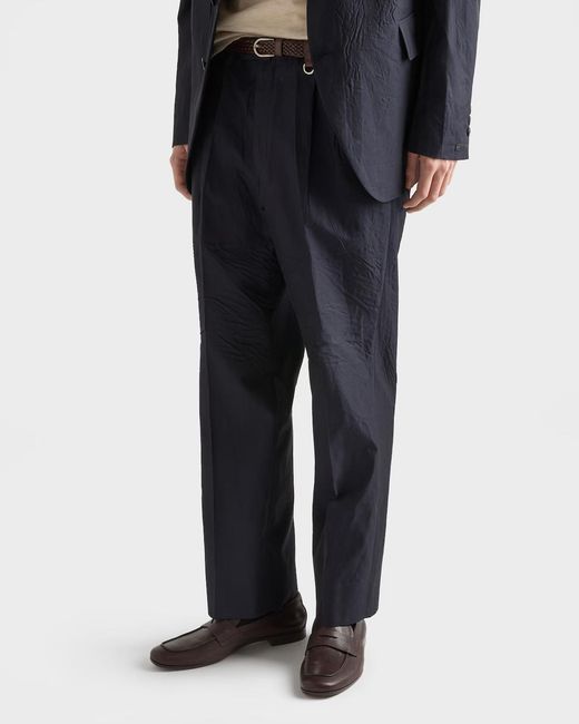 Prada Blue Cotton And Silk Pants for men