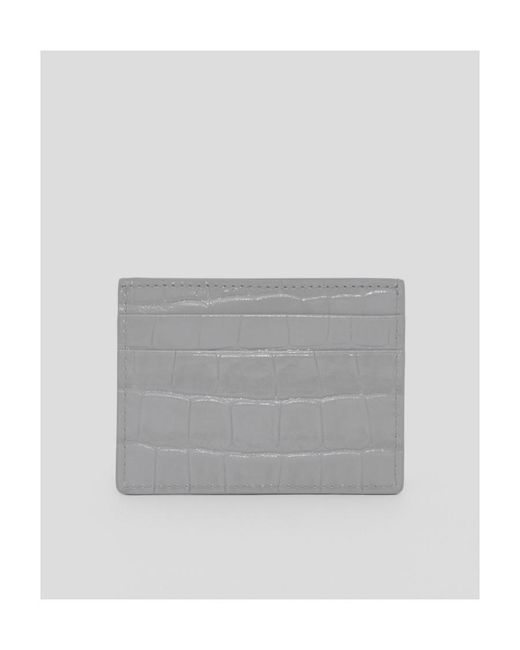 Burberry Gray Embossed Tb-Plaque Card Case