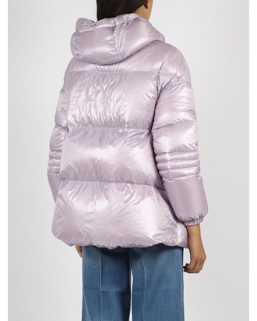 Herno Purple Metallic Hooded Down Jacket