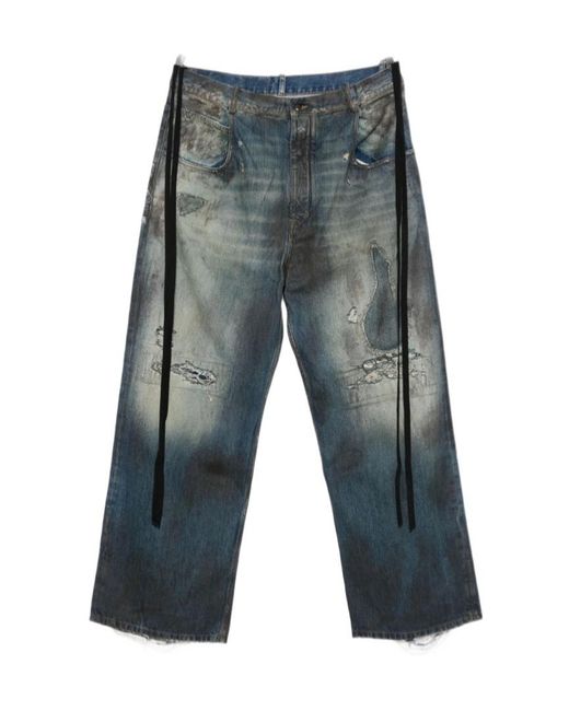 Ann Demeulemeester Gray Distressed Panelled Jeans for men