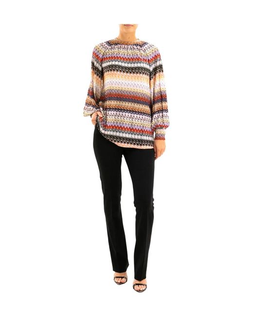 Missoni Brown Striped Balloon-Sleeve Top