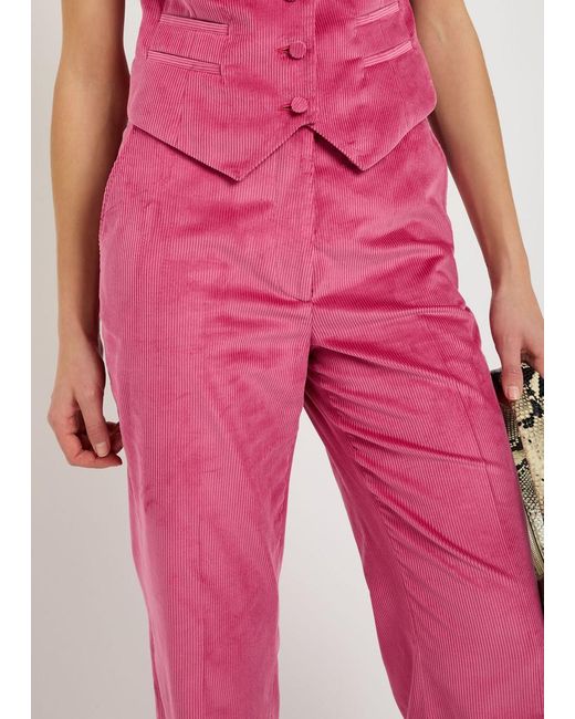 Gabriela Hearst Pink Vesta Straight-Leg Corduroy Trousers