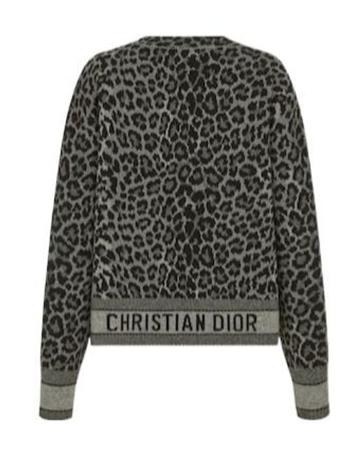 Dior Black Leopard Print Long-Sleeved Pullover