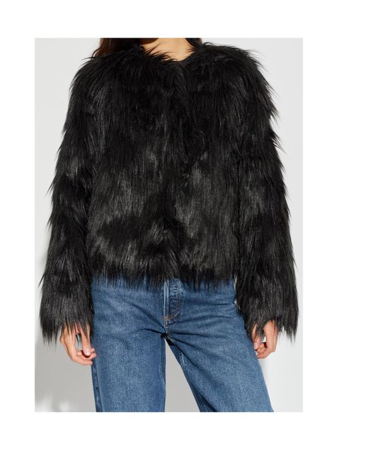 Stand Studio Black Eilish Faux Fur Jacket