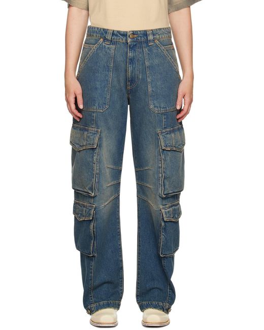 Golden Goose Deluxe Brand Blue Straight-Leg Cargo Jeans