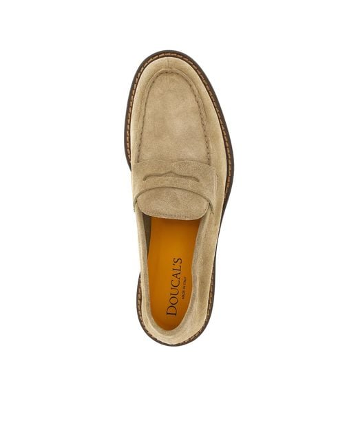 Doucal's Natural Suede Penny Loafers for men