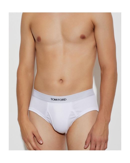Tom Ford White Logo-Waistband Briefs for men