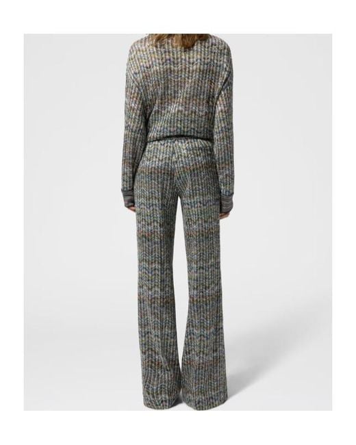 Missoni Gray Zigzag-Knit Sequin-Embellished Trousers