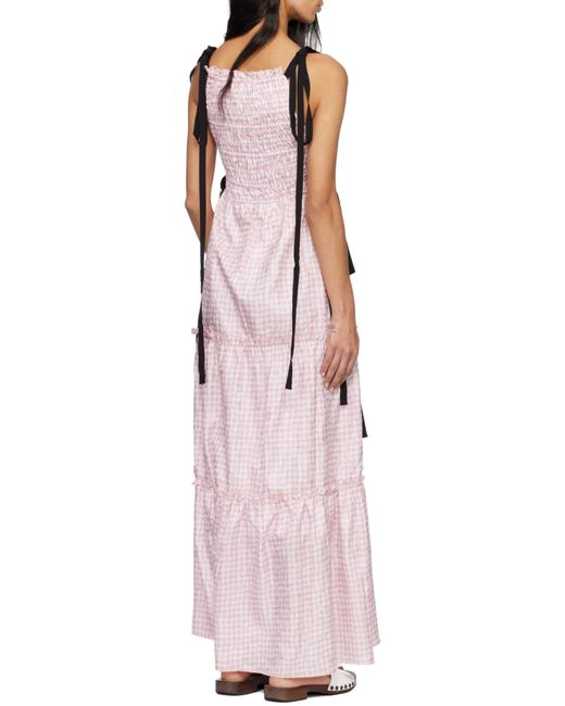 Ganni Pink Dress With A Check Pattern