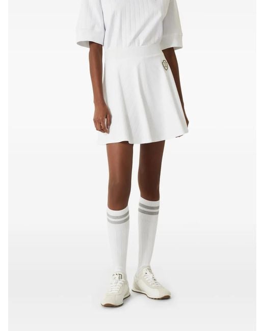 Brunello Cucinelli White Cotton Pleated Skirt