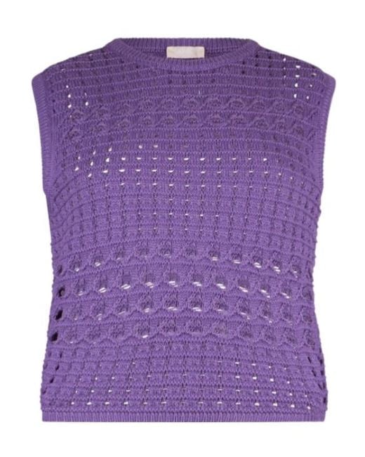 Liu Jo Purple Crochet Round-Neck Jumper