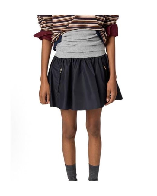 Miu Miu Blue Elasticated Waistband Mini Skirt