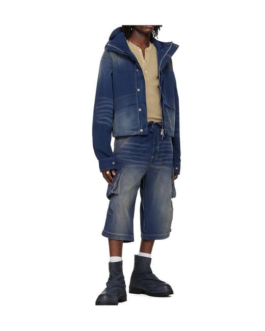 424 Blue Faded Hooded Jacket for men
