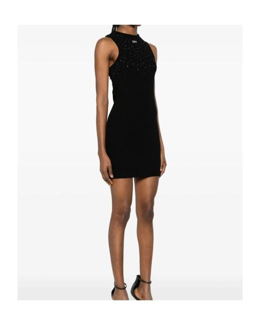 Off-White c/o Virgil Abloh Black Logo Embroidered Embellished Sleeveless Dress