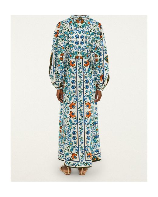 Farm Rio Blue Flora Tile Maxi Dress