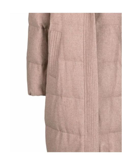 Brunello Cucinelli Natural Padded Hooded Mid-Length Jacket