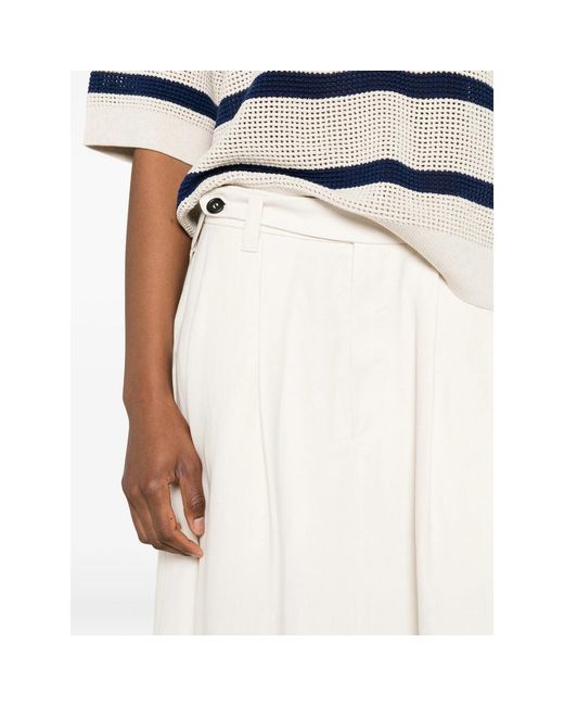 Brunello Cucinelli White Twill Maxi Skirt