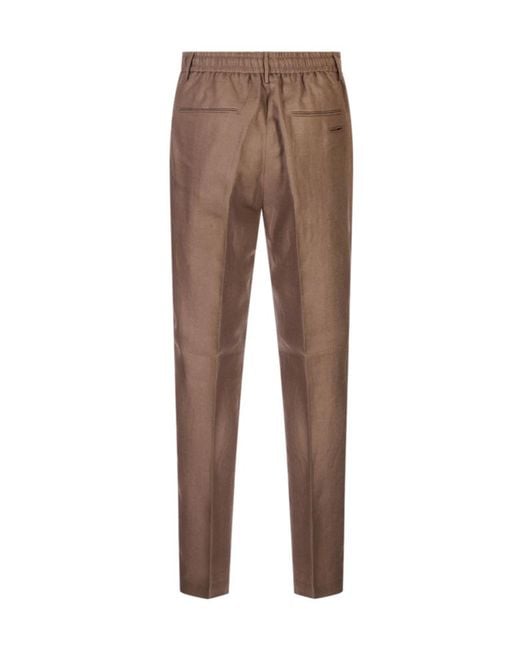 Peserico Brown Drawstring Tailored Trousers for men