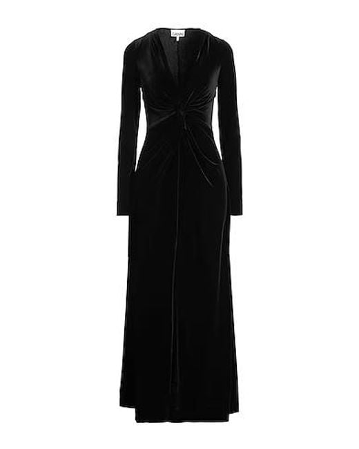 Ganni Black Solid Color Stretch Long-Sleeve Dress