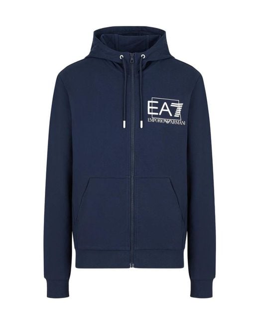 EA7 Blue Logo And Hat Casual Jacket for men