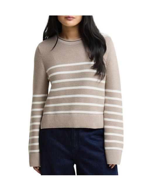 Barbour White Minimalist Crew Neck Sweater