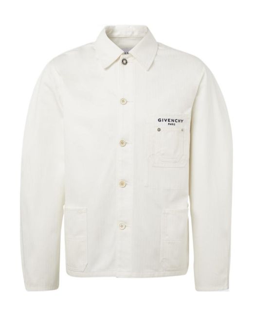 Givenchy White Logo Cotton Canvas Jacket for men
