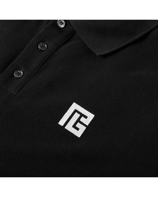 Balmain Black Classic Solid Color Polo Short Sleeve for men