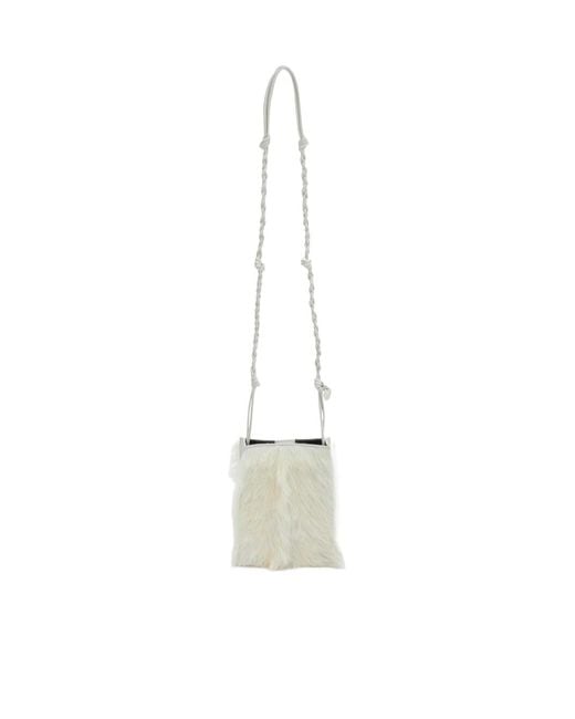 Jil Sander White Tangle Shearling Small Crossbody Bag