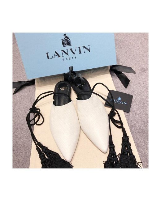 Lanvin White Snake Ribbon Flat Shoes Fspl0W Pibu 021 for men