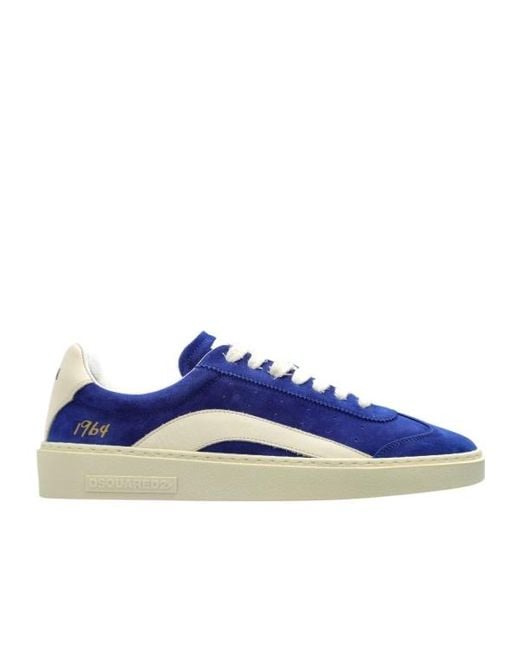 DSquared² Blue Round-Toe Lace-Up Sneakers for men